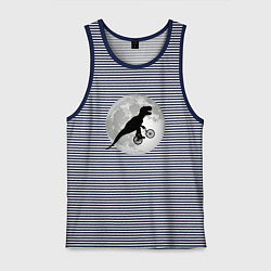 Мужская майка Динозавр летит на фоне луны