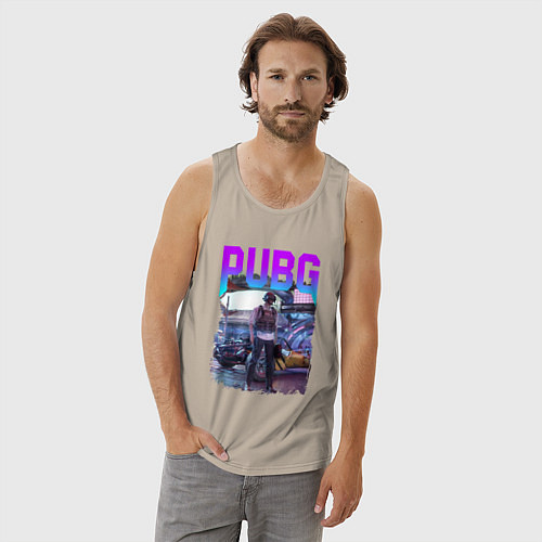 Мужская майка PUBG NEON ПУБГ НЕОН Z / Миндальный – фото 3