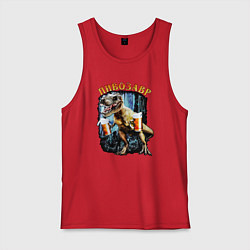 Майка мужская хлопок Пивозавр Динозавр с пивом, цвет: красный