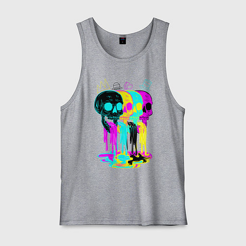 Мужская майка 4 ЧЕРЕПА SKULLS NEON / Меланж – фото 1