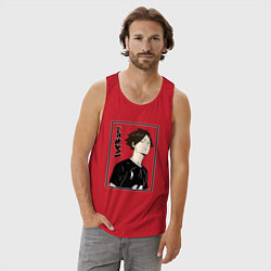 Майка мужская хлопок Ринтаро Суна Haikyuu!!, цвет: красный — фото 2