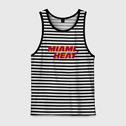 Майка мужская хлопок NBA - Miami Heat, цвет: черная тельняшка
