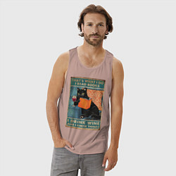 Майка мужская хлопок КОТ УЧЕНЫЙ, цвет: пыльно-розовый — фото 2