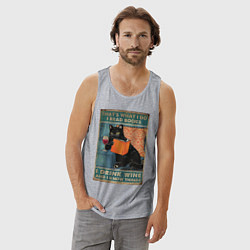 Майка мужская хлопок КОТ УЧЕНЫЙ, цвет: меланж — фото 2