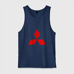 Майка мужская хлопок Красный логотип Митсубиси, цвет: тёмно-синий