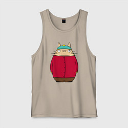 Майка мужская хлопок Totoro Cartman, цвет: миндальный