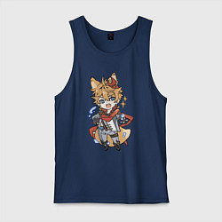Майка мужская хлопок Лисёнок Тарталья, цвет: тёмно-синий