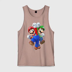 Майка мужская хлопок Mario Bros, цвет: пыльно-розовый