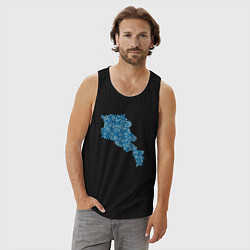 Майка мужская хлопок Armenia Blue Map, цвет: черный — фото 2