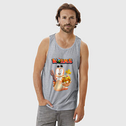 Майка мужская хлопок Worms-3D, цвет: меланж — фото 2