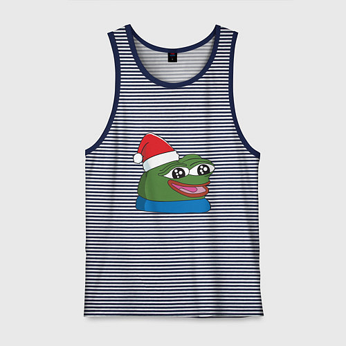 Мужская майка Pepe, pepe happy, Пепе хеппи, pepe happy new year / Синяя тельняшка – фото 1