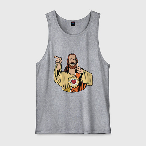 Мужская майка Dogma - smile Jesus like / Меланж – фото 1