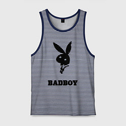 Майка мужская хлопок BAD BOY PLAYBOY, цвет: синяя тельняшка