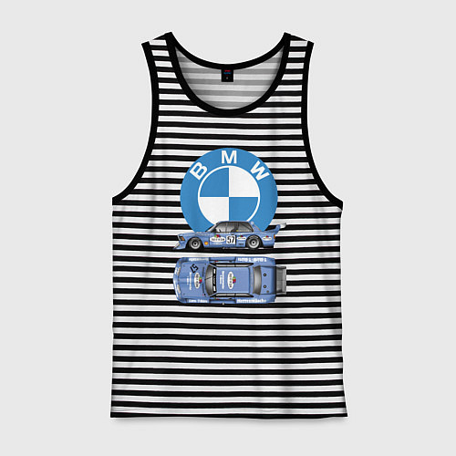 Мужская майка BMW Motorsport Retro, Germany / Черная тельняшка – фото 1