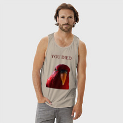 Майка мужская хлопок Красный попугай, цвет: миндальный — фото 2