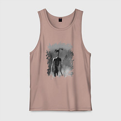 Майка мужская хлопок СИРЕНОГОЛОВЫЙ В ТУМАНЕ, цвет: пыльно-розовый