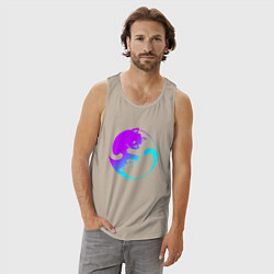 Майка мужская хлопок ИНЬ ЯНЬ КОТИКИ В НЕОНЕ, цвет: миндальный — фото 2