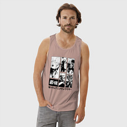 Майка мужская хлопок Герои сенен манг One punch man one piece, цвет: пыльно-розовый — фото 2