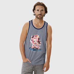 Майка мужская хлопок Диона Diona Genshin Impact, цвет: синяя тельняшка — фото 2