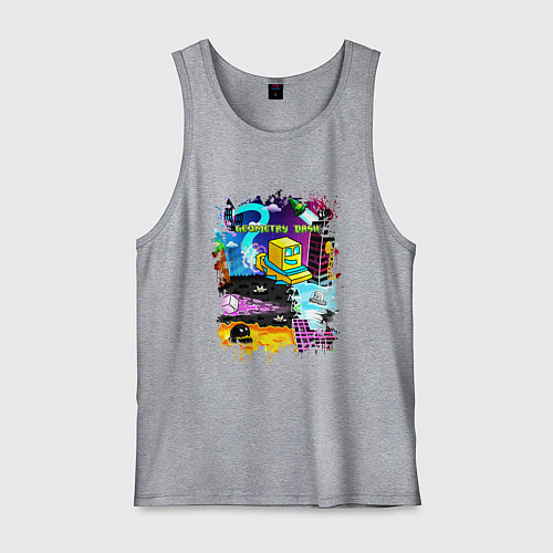 Мужская майка Geometry Dash: Pixel Logo / Меланж – фото 1