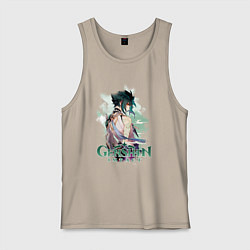 Майка мужская хлопок Сяо Xiao Genshin Impact, цвет: миндальный