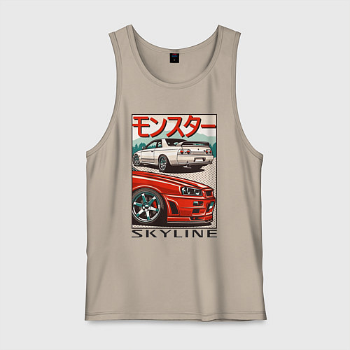 Мужская майка Nissan Skyline Ниссан Скайлайн / Миндальный – фото 1