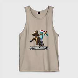 Майка мужская хлопок MINECRAFT НОВЫЙ ГОД 2022 МАЙНКРАФТ, цвет: миндальный