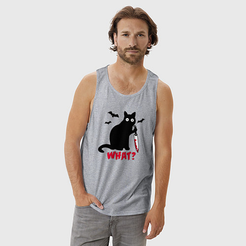 Мужская майка What? Кот маньяк / Меланж – фото 3