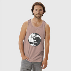 Майка мужская хлопок Коты инь янь 01, цвет: пыльно-розовый — фото 2