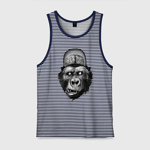 Мужская майка Gorilla brains / Синяя тельняшка – фото 1