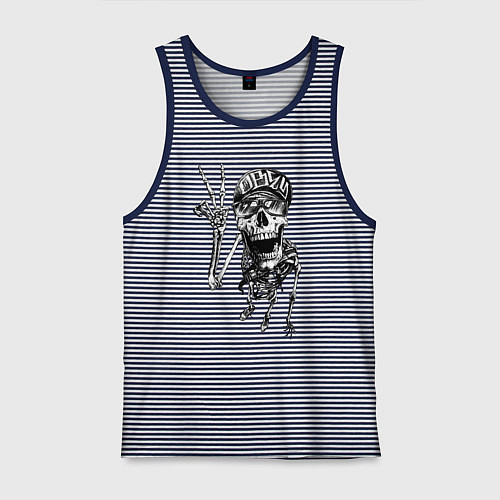 Мужская майка Skeleton dude / Синяя тельняшка – фото 1