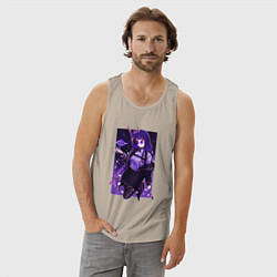 Майка мужская хлопок Баал модная Шогун Райден Геншин, цвет: миндальный — фото 2