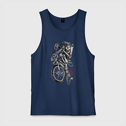 Майка мужская хлопок Skeleton on a cool bike, цвет: тёмно-синий