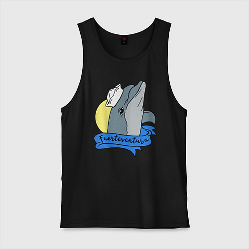 Мужская майка Дельфин на фоне солнца / Черный – фото 1