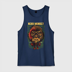Майка мужская хлопок Обезьяна ботан, цвет: тёмно-синий