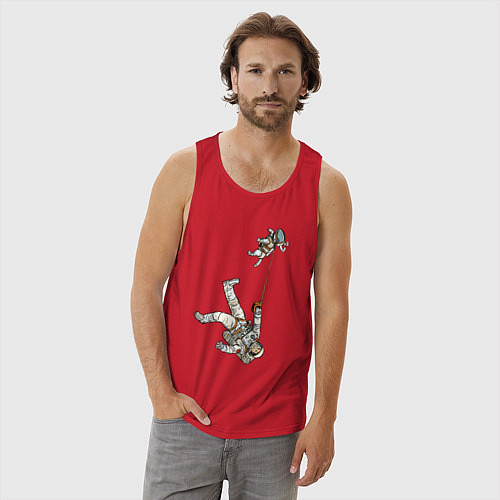 Мужская майка Космическое выгуливание пса / Красный – фото 3