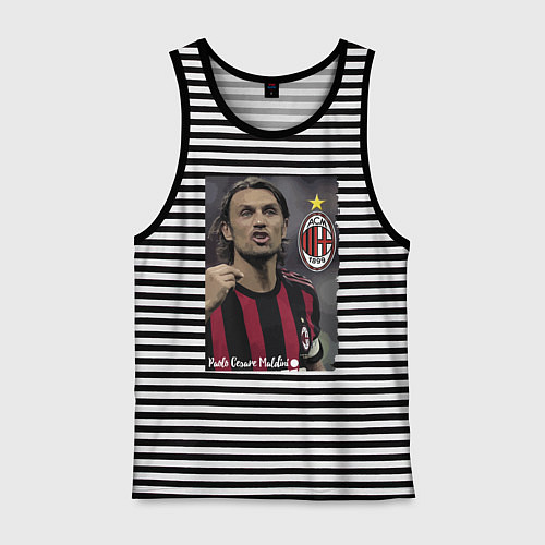 Мужская майка Paolo Cesare Maldini - Milan, captain / Черная тельняшка – фото 1