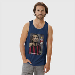 Майка мужская хлопок Paolo Cesare Maldini - Milan, captain, цвет: тёмно-синий — фото 2