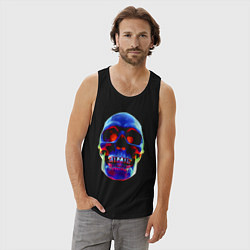 Майка мужская хлопок Cool neon skull, цвет: черный — фото 2