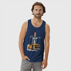 Майка мужская хлопок Мустанг раскрыл пасть!, цвет: тёмно-синий — фото 2