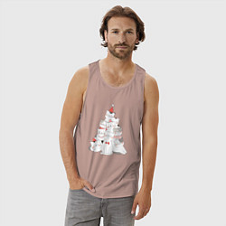 Майка мужская хлопок КОТОЁЛКА новый год, цвет: пыльно-розовый — фото 2