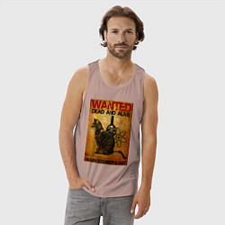 Майка мужская хлопок Разыскивается Кот, цвет: пыльно-розовый — фото 2