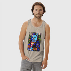 Майка мужская хлопок Ромеро Бритто Mona Cat, цвет: миндальный — фото 2