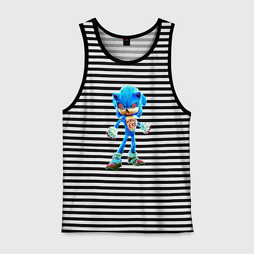 Мужская майка Соник EXE / Черная тельняшка – фото 1