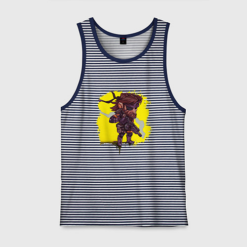 Мужская майка Big Boss whith gun / Синяя тельняшка – фото 1