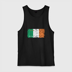Майка мужская хлопок Флаг Ирландии, цвет: черный