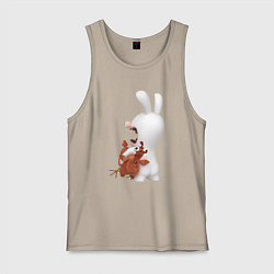 Майка мужская хлопок Бешеный кролик и курица, цвет: миндальный