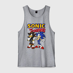 Майка мужская хлопок ЕЖ СОНИК SONIC THE HEDGEHOG, цвет: меланж