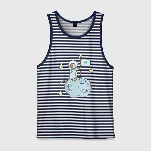 Мужская майка Мышь-космонавт / Синяя тельняшка – фото 1