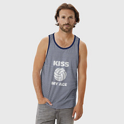 Майка мужская хлопок Kiss - My Ace, цвет: синяя тельняшка — фото 2